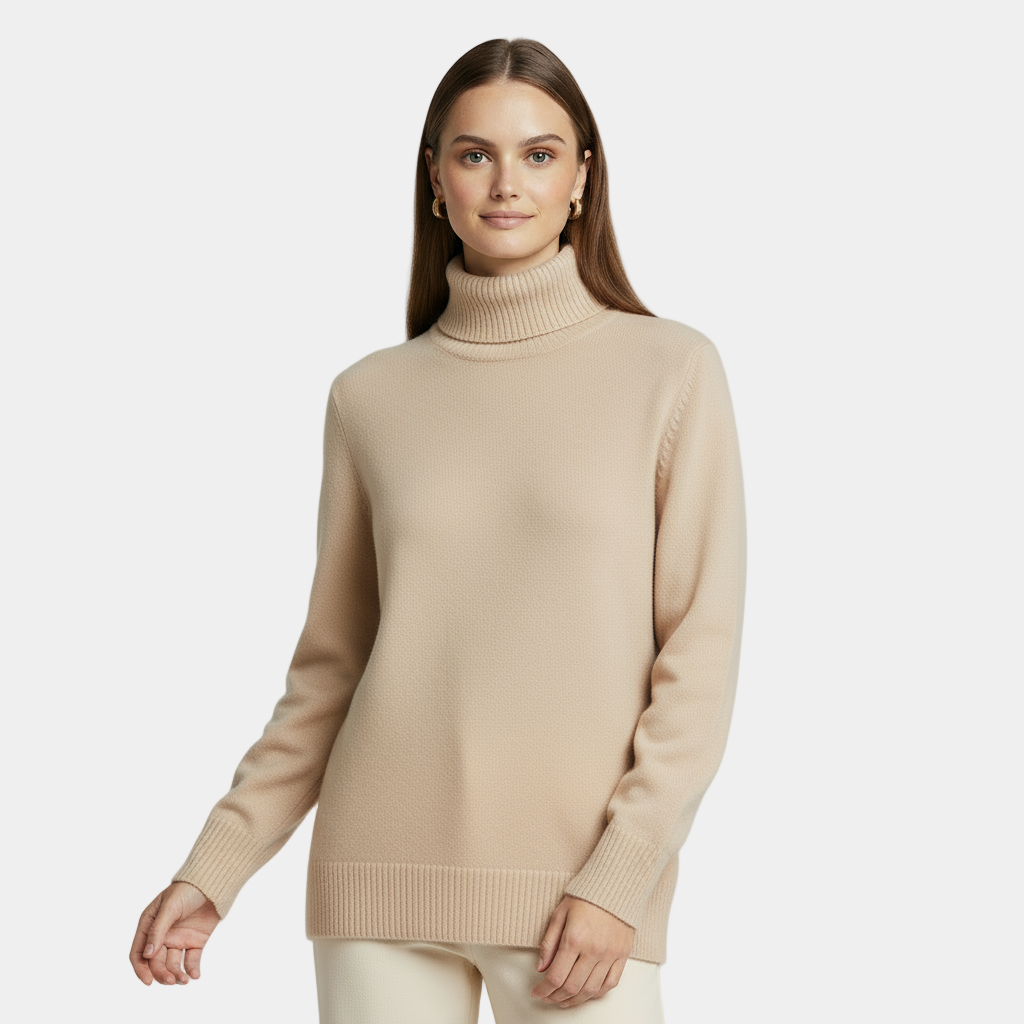 Pull en cachemire pour femme à col roulé chic