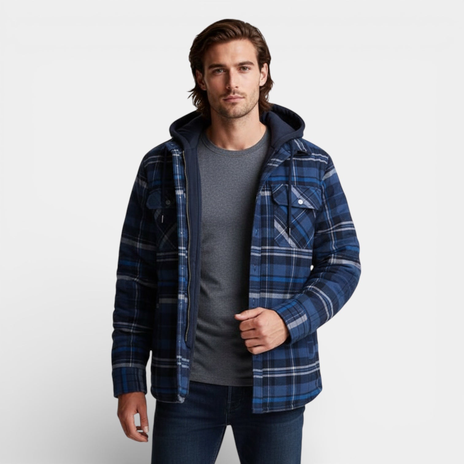 Surchemise en flanelle à capuche pour homme – Douce surchemise