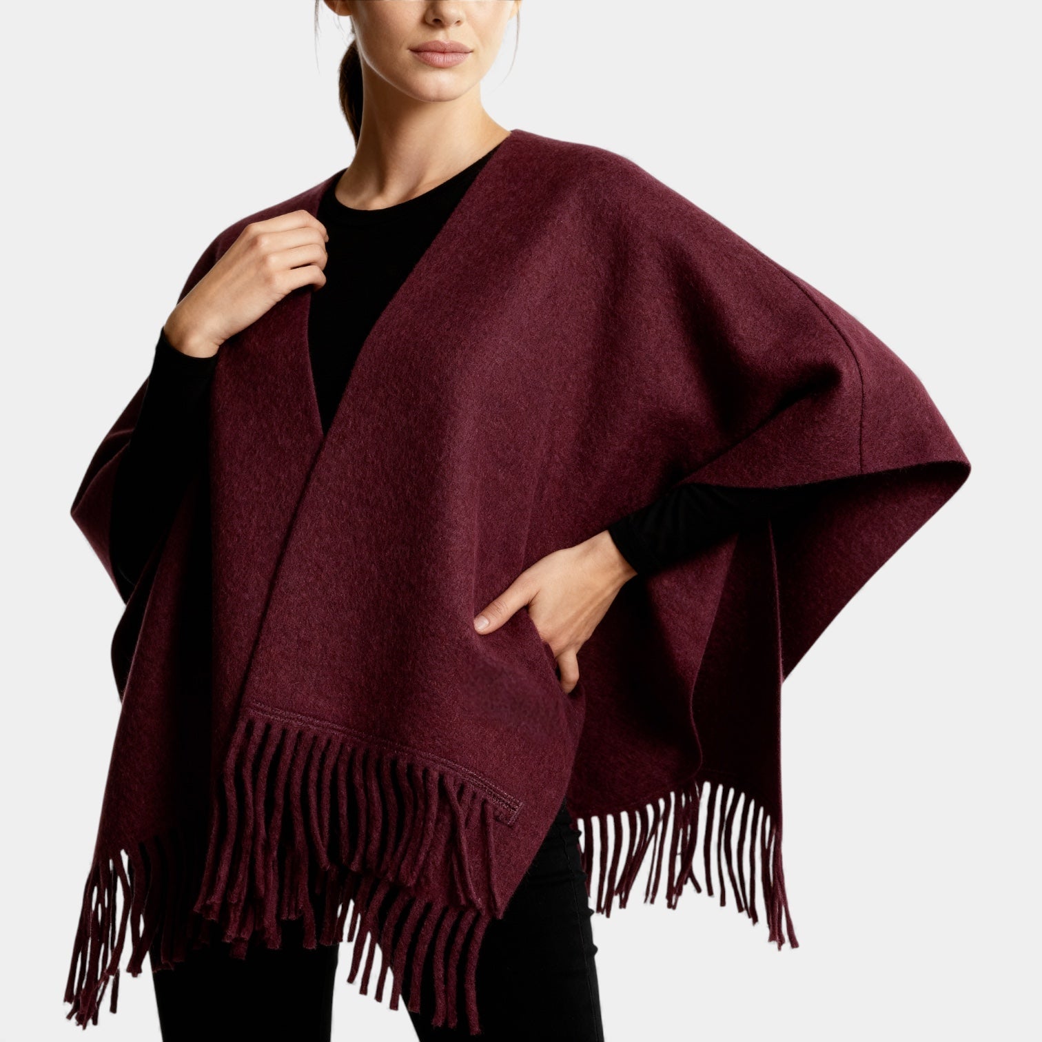Écharpe-poncho à franges pour femmes