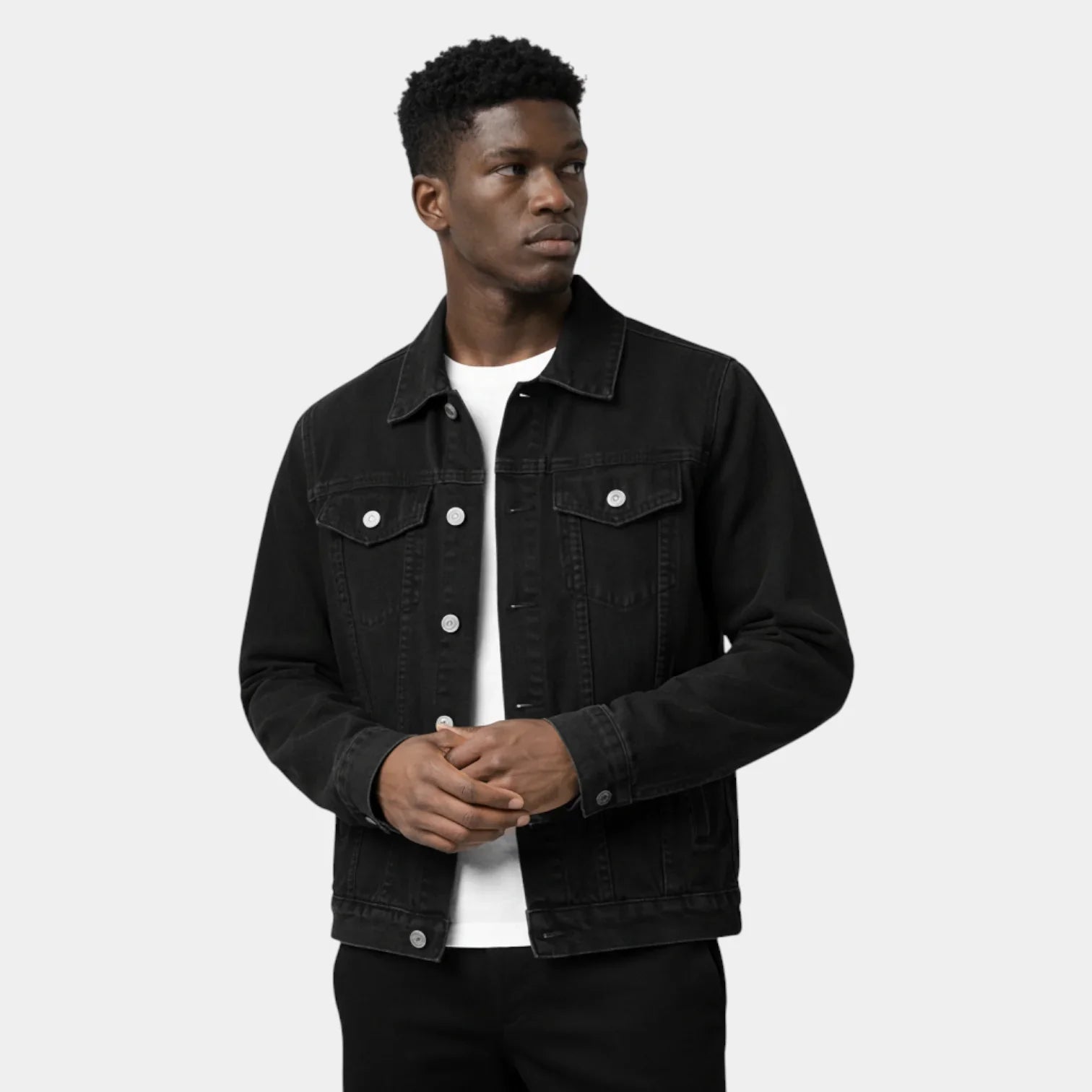 Veste en jean classique pour homme à boutons