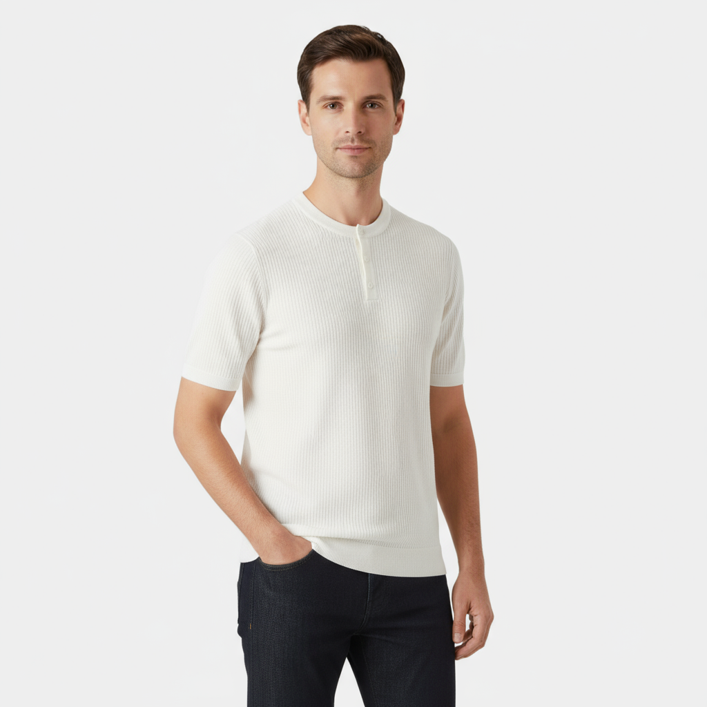 T-shirt Henley en coton pour homme