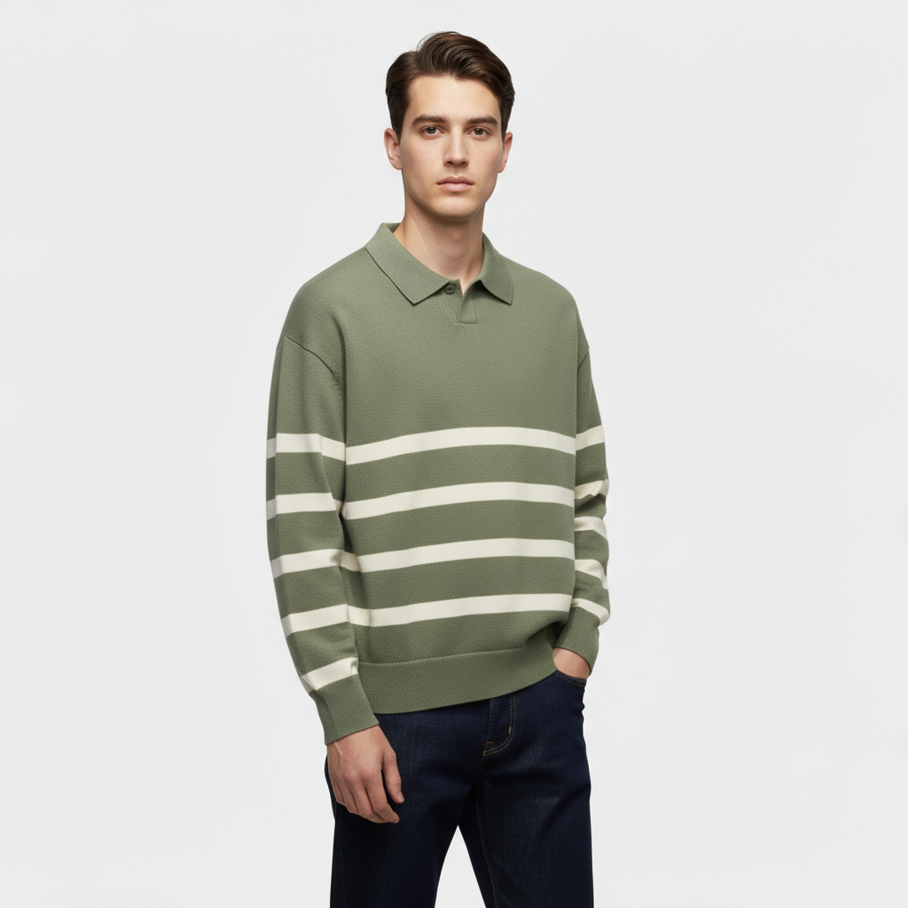 Polo homme en maille rayée – coupe slim