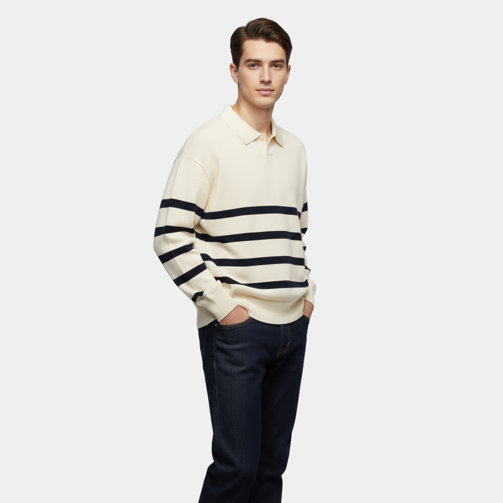 Polo homme en maille rayée – coupe slim