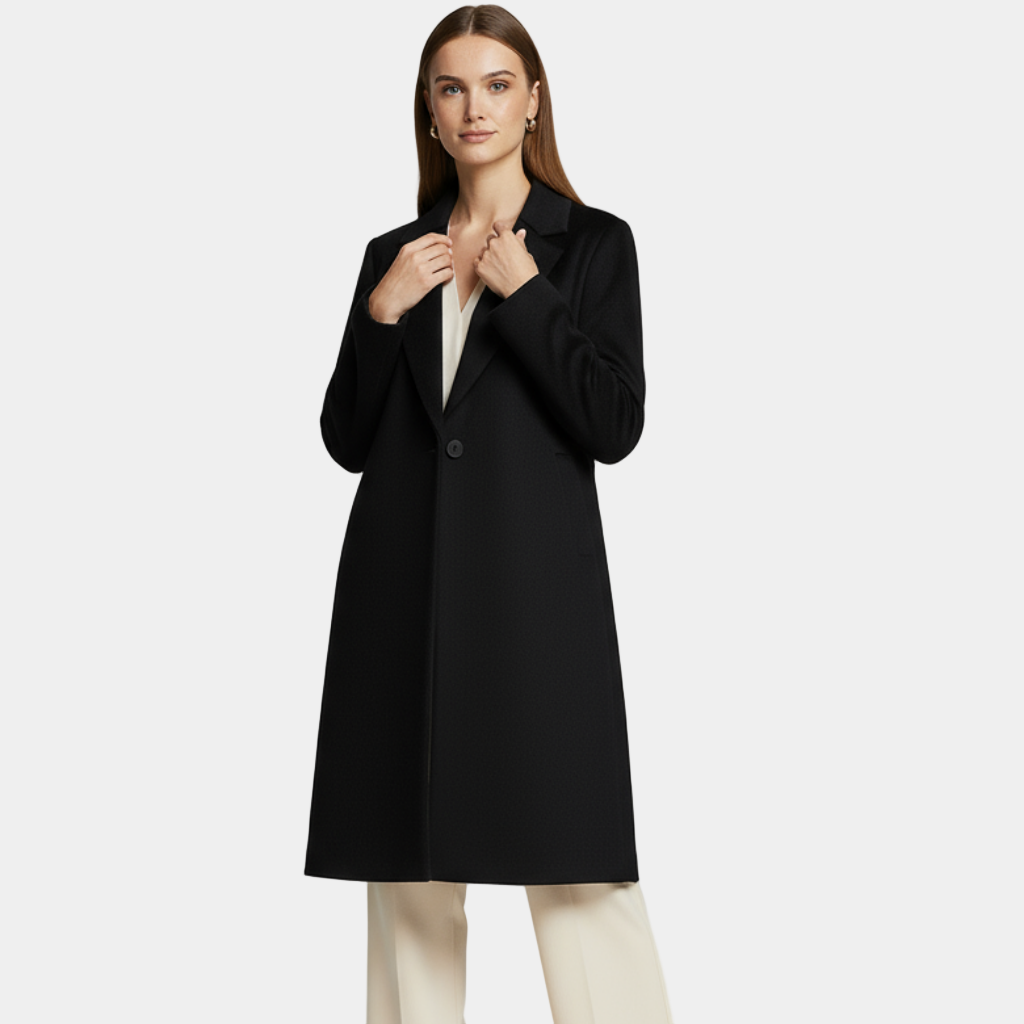 Manteau en laine chic pour femme, coupe ajustée, à bouton unique