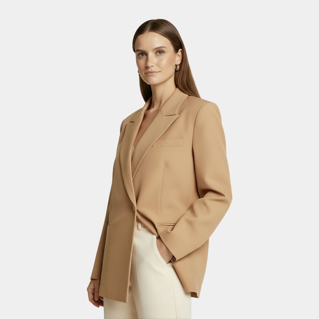 Blazer en laine mélangée pour femmes à bouton unique
