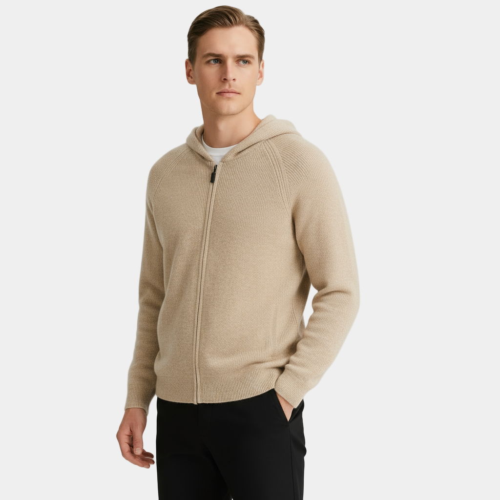 Cardigan zippé en cachemire classique pour homme