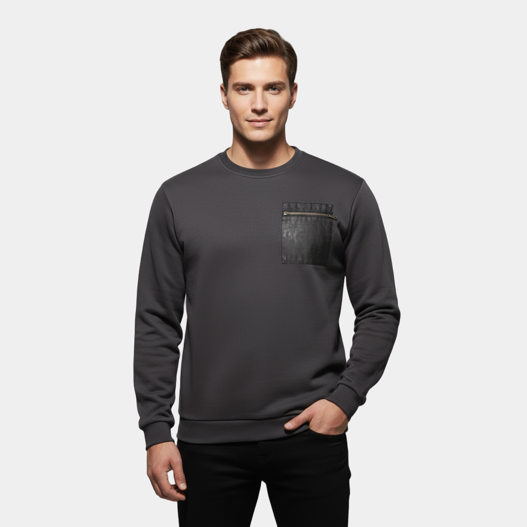 Pull ras du cou en maille brossée pour homme