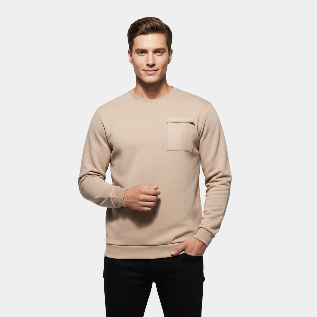 Pull ras du cou en maille brossée pour homme