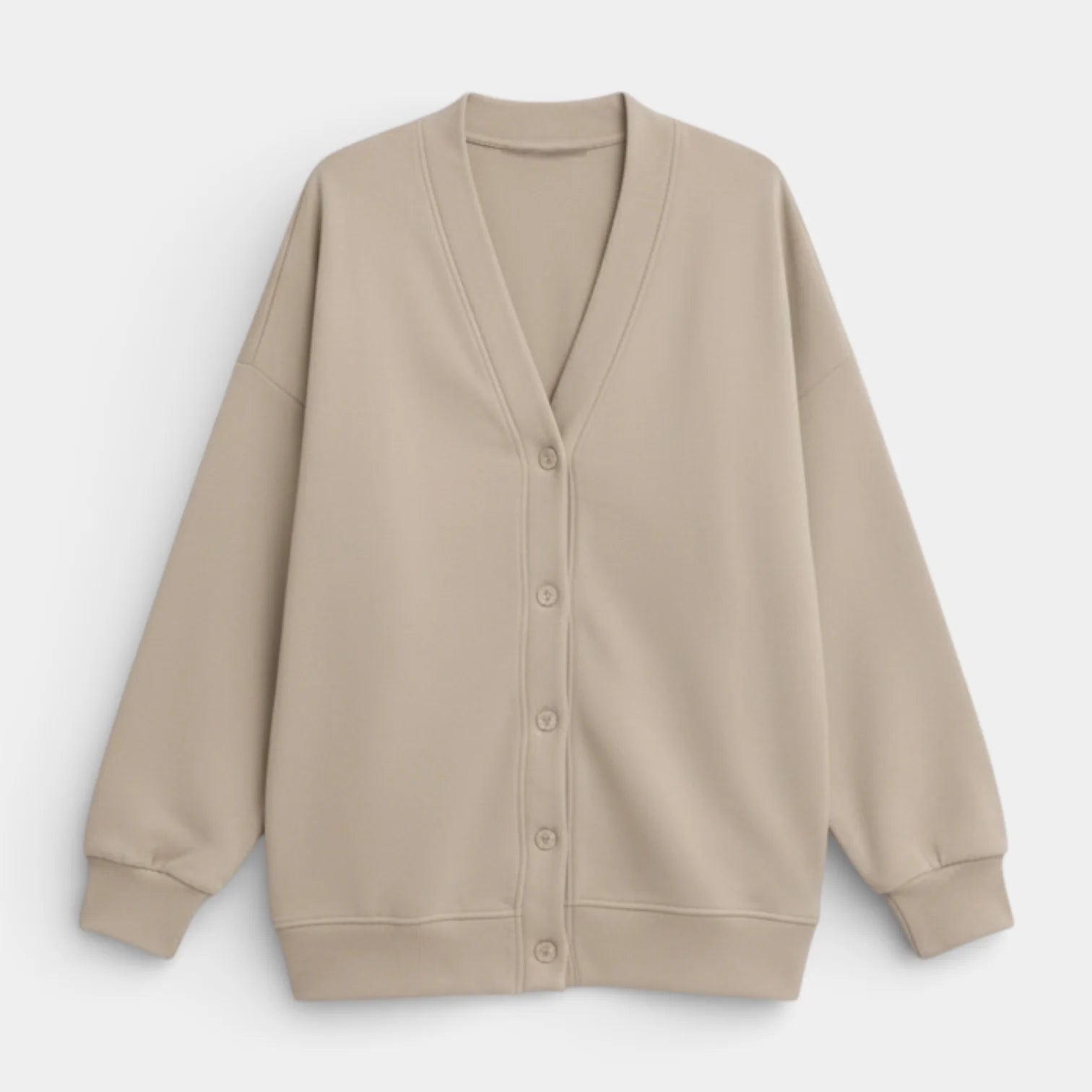 Haut pour femme à manches longues à boutons sur le devant et col en V – coupe décontractée