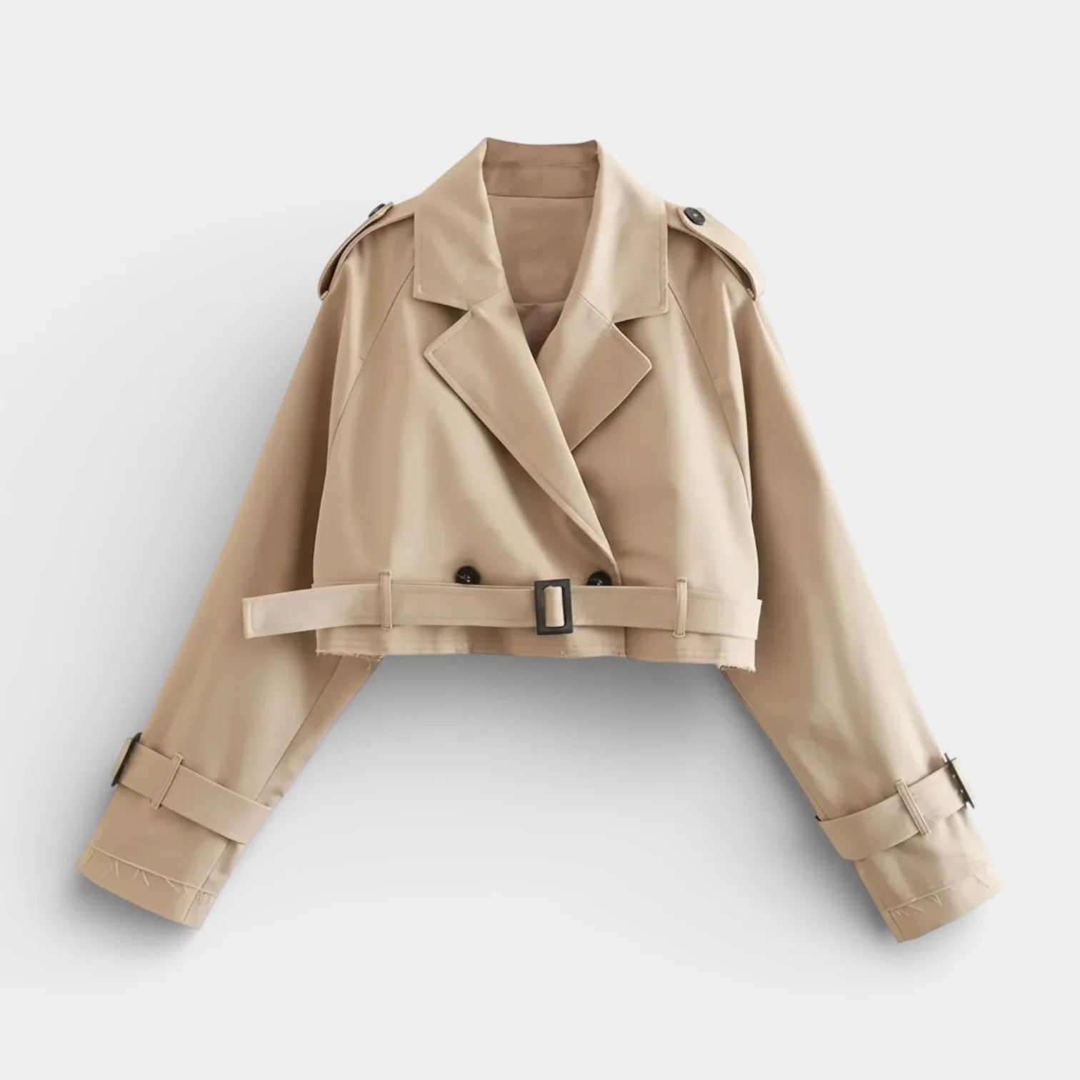 Veste trench courte pour femmes – structurée et ceinturée
